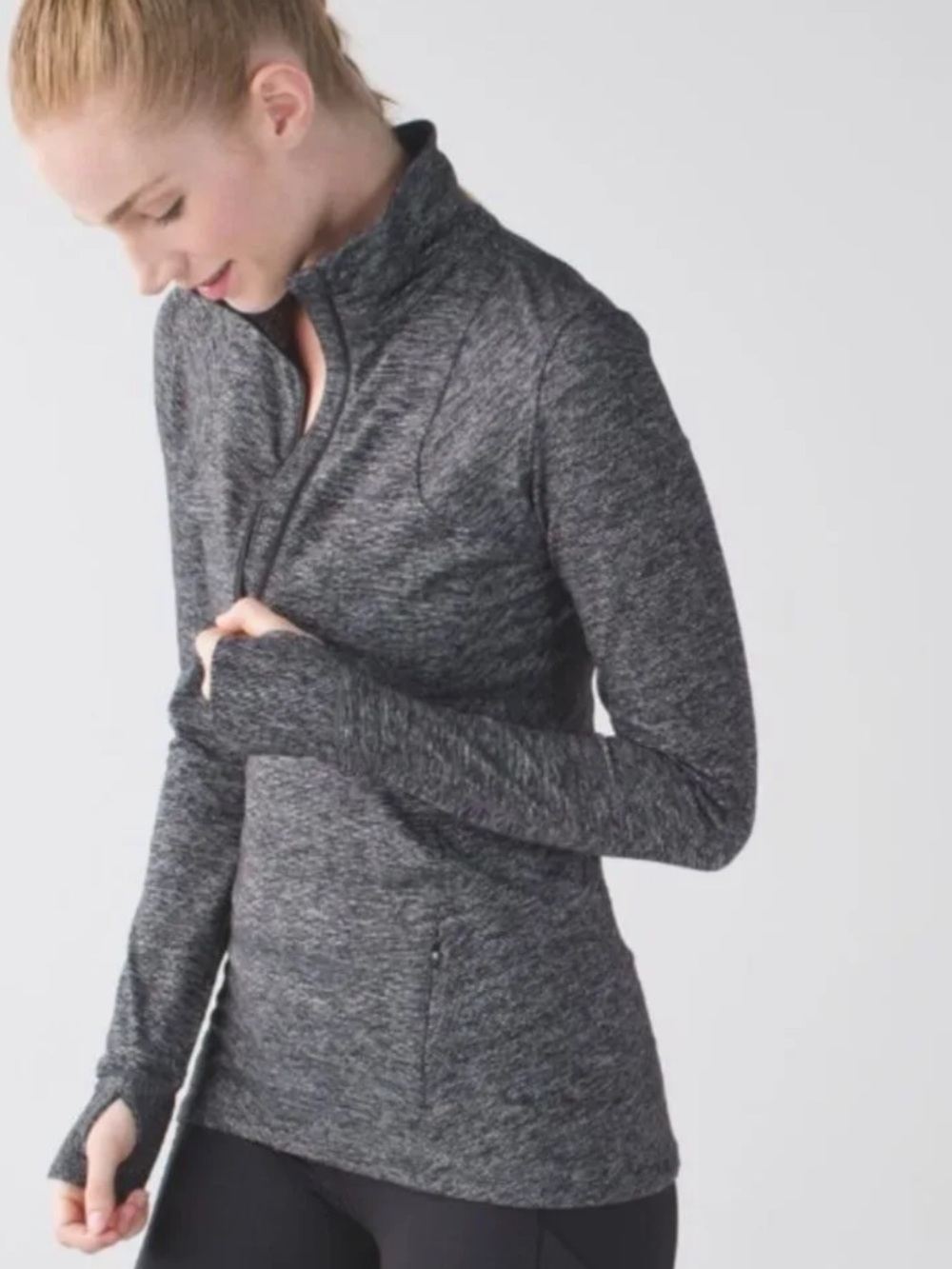 Lululemon Kanto Catch Me 1/2 Zip Pullover Wee Stripe Heathered Black 6 $98